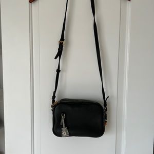 Black leather Jcrew crossbody purse